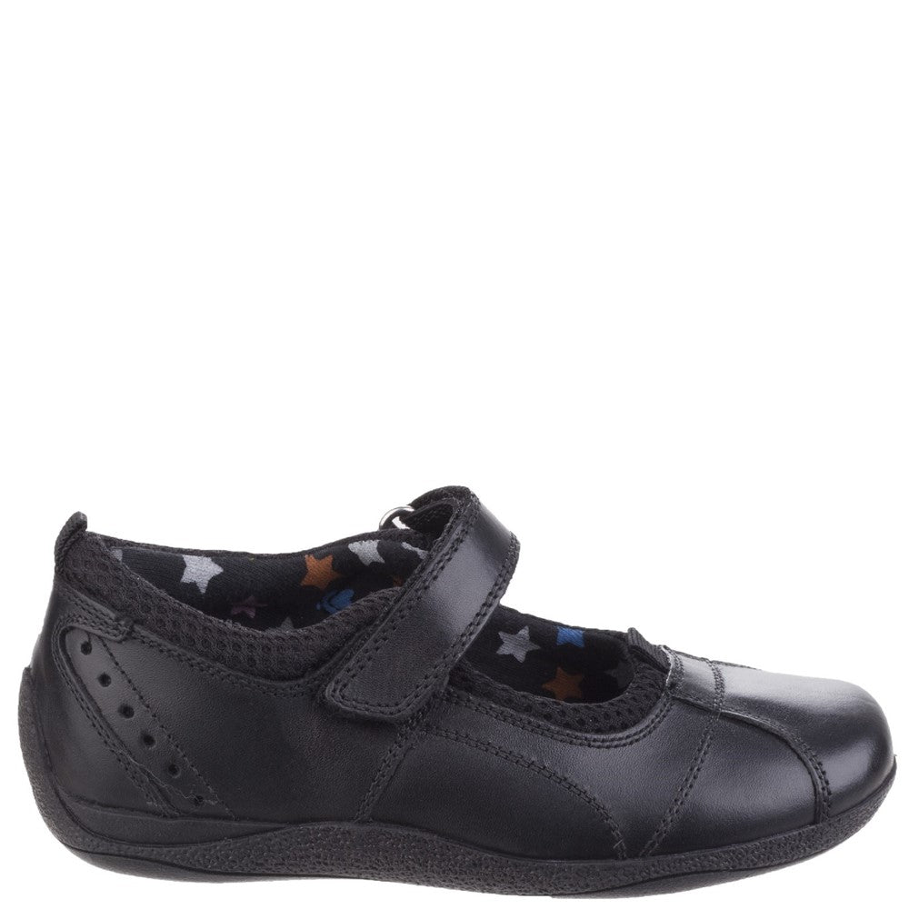 Girls BTS FLFR Black Hush Puppies Cindy Junior School Shoe