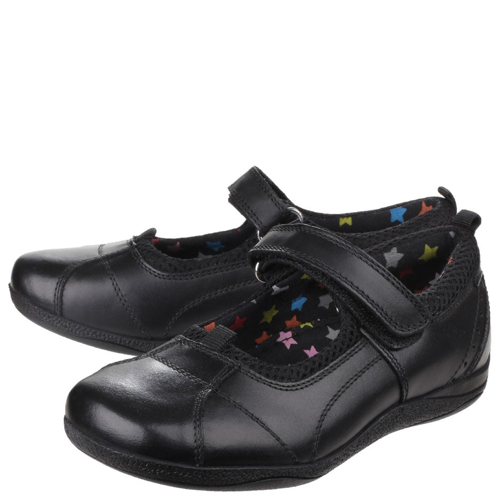 Girls BTS FLFR Black Hush Puppies Cindy Senior School Shoe