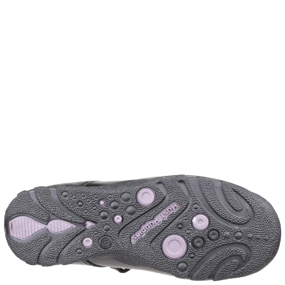 Girls BTS FLFR Black Hush Puppies Clare Junior School Shoe