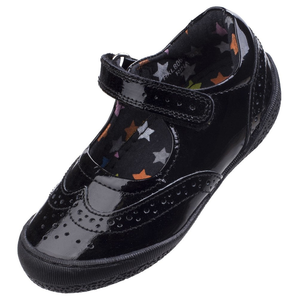 Girls BTS FLFR Black Patent Hush Puppies Rina Infant Patent School Shoe