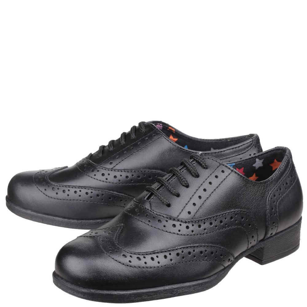 Girls BTS Black Hush Puppies Kada Junior School Shoe