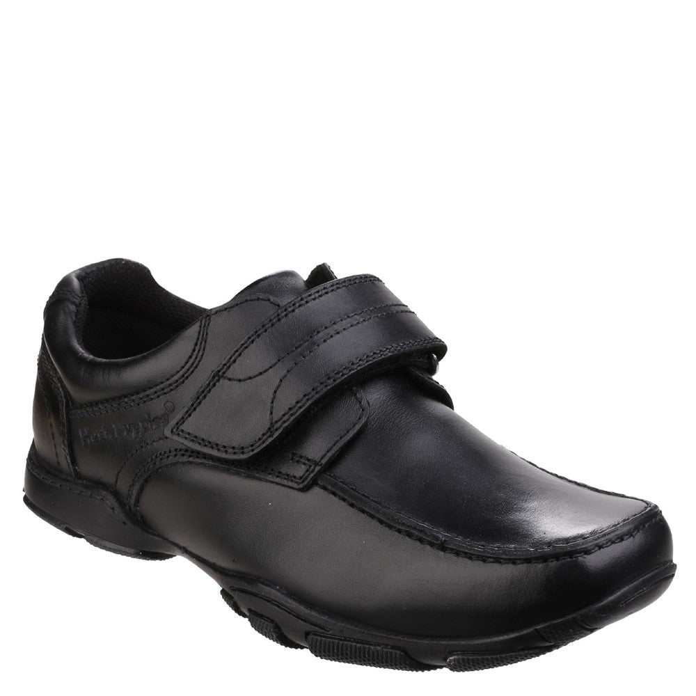 Boys BTS FLFR Black Hush Puppies Freddy 2 Junior School Shoe
