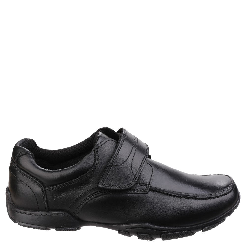 Boys BTS FLFR Black Hush Puppies Freddy 2 Junior School Shoe