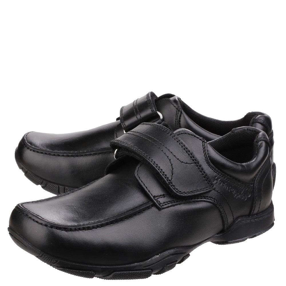 Boys BTS FLFR Black Hush Puppies Freddy 2 Junior School Shoe