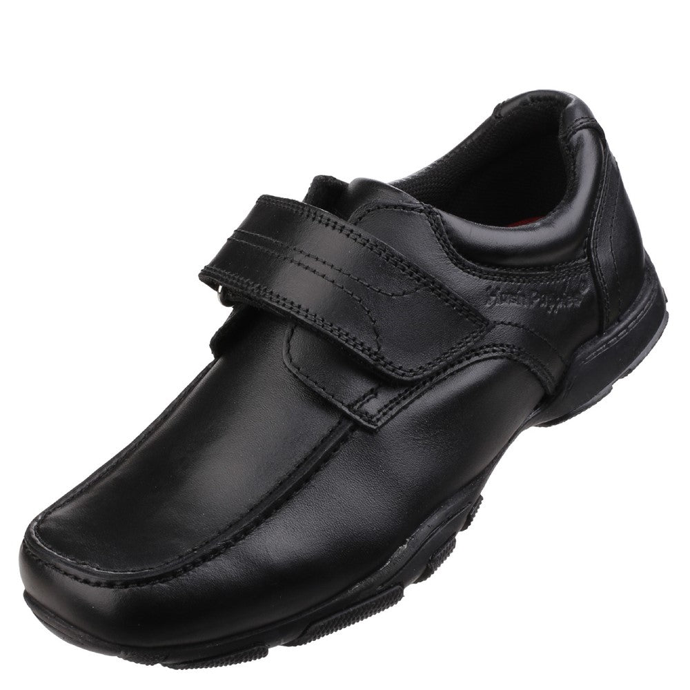 Boys BTS FLFR Black Hush Puppies Freddy 2 Junior School Shoe