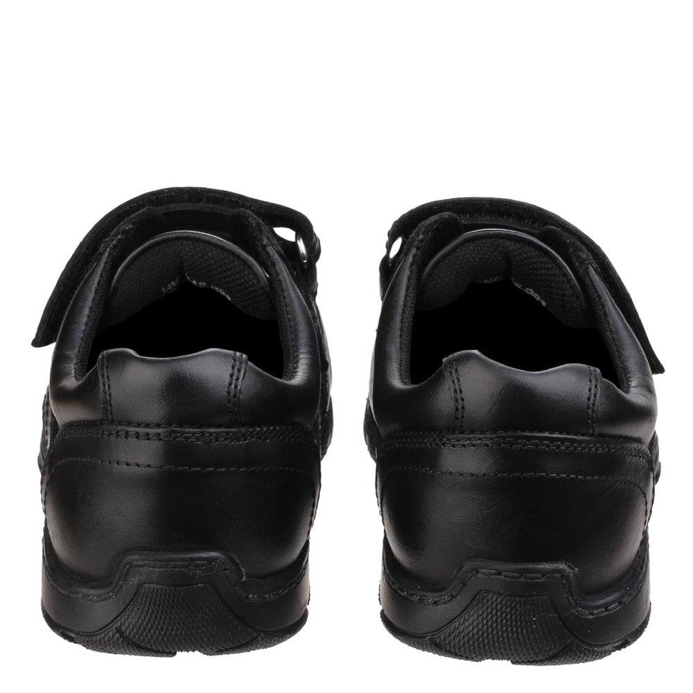 Boys BTS FLFR Black Hush Puppies Freddy 2 Junior School Shoe