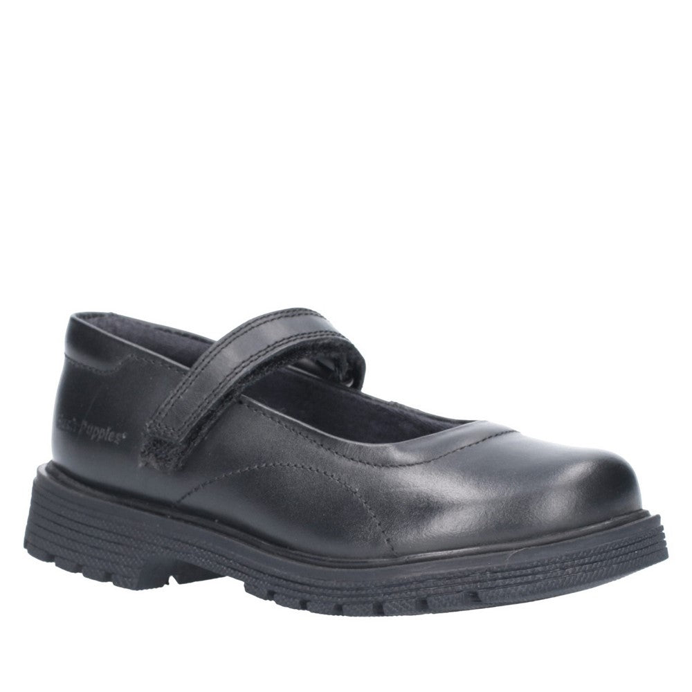 Girls BTS FLFR Black Hush Puppies Tally Junior School Shoe