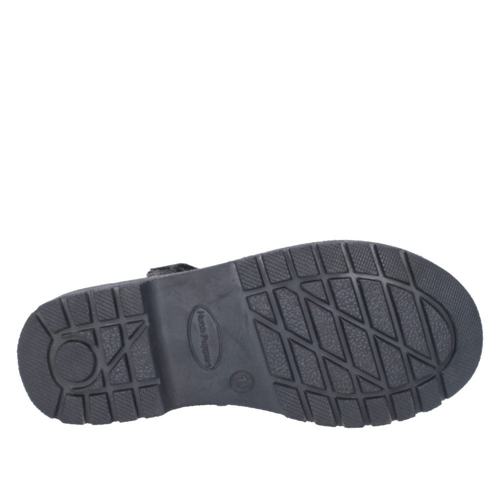 Girls BTS FLFR Black Hush Puppies Tally Junior School Shoe