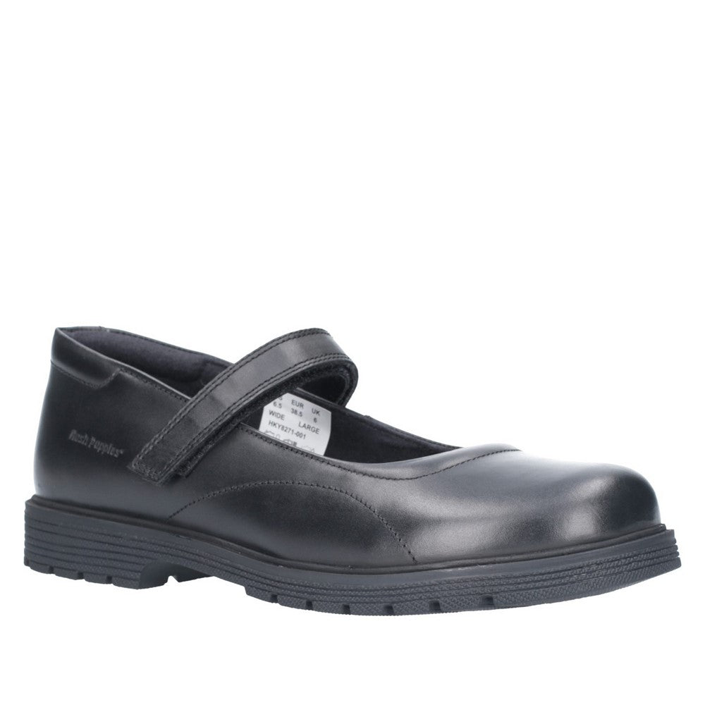 Girls BTS FLFR Black Hush Puppies Tally Senior School Shoe