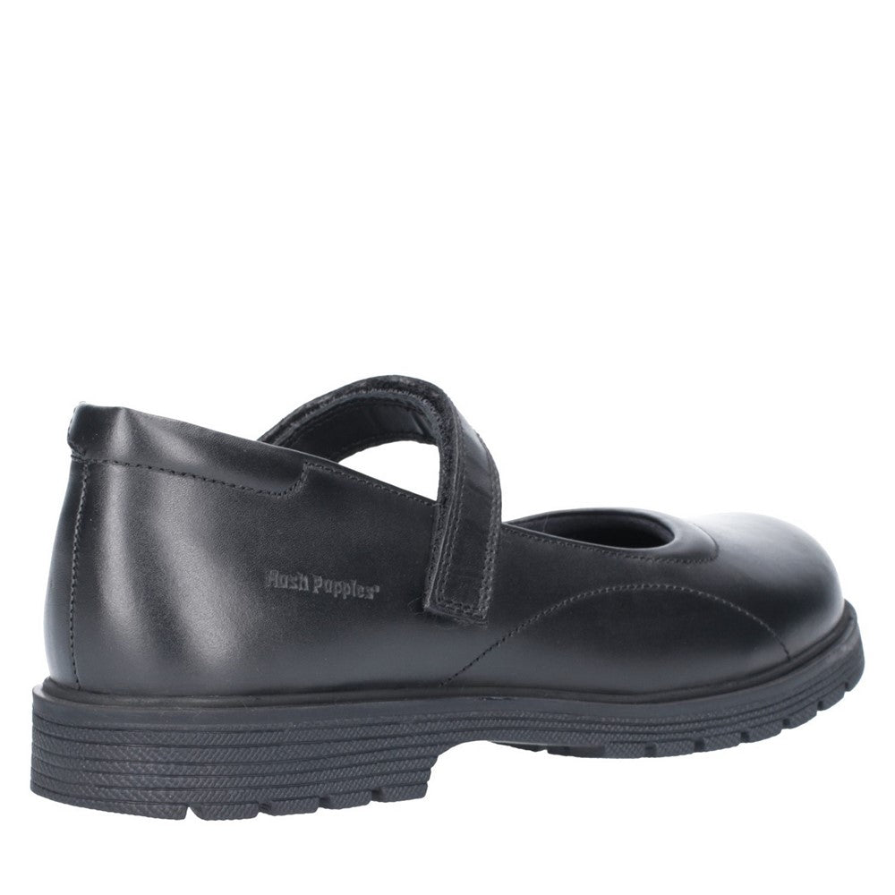 Girls BTS FLFR Black Hush Puppies Tally Senior School Shoe