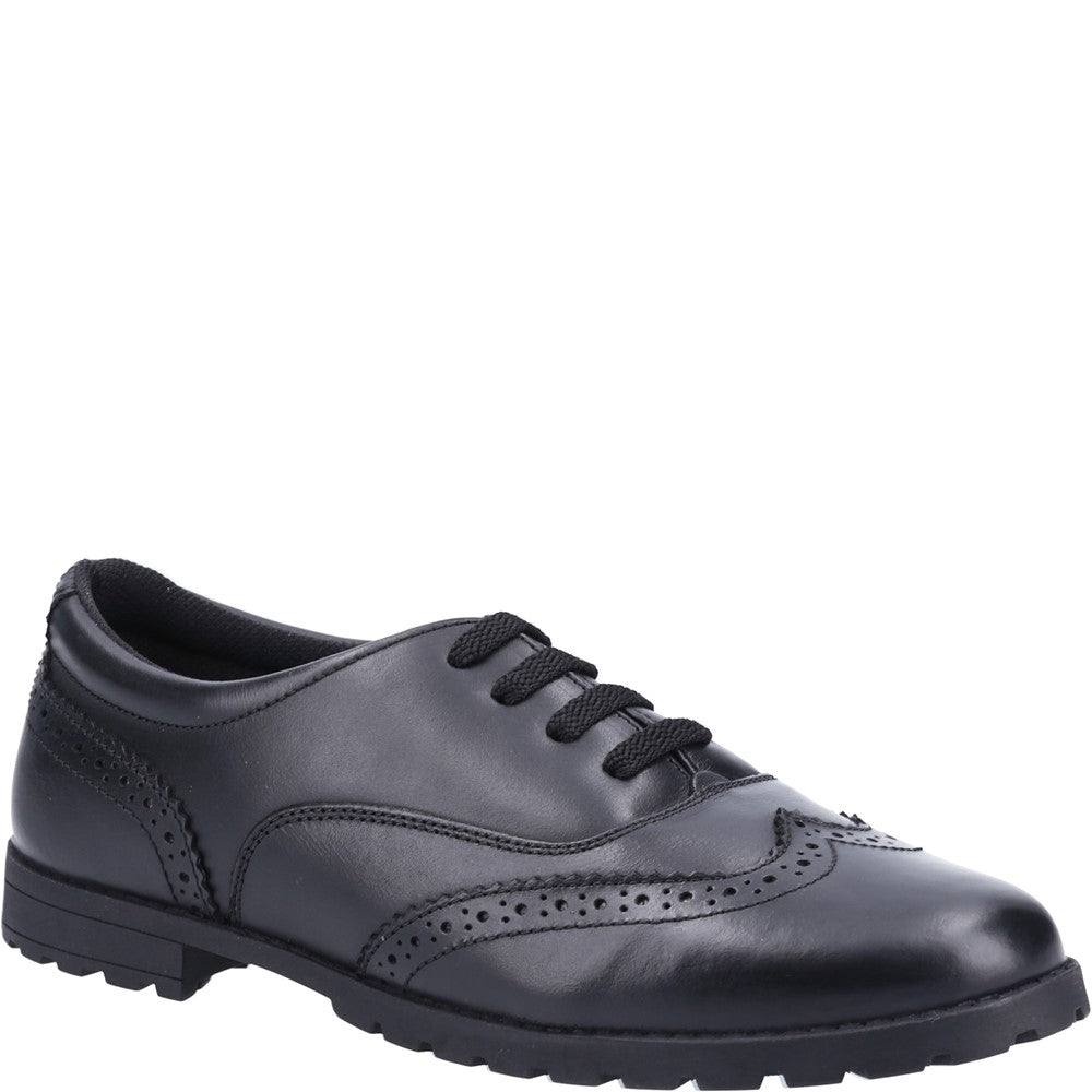 Girls BTS FLFR Black Hush Puppies Eadie Junior School Shoe