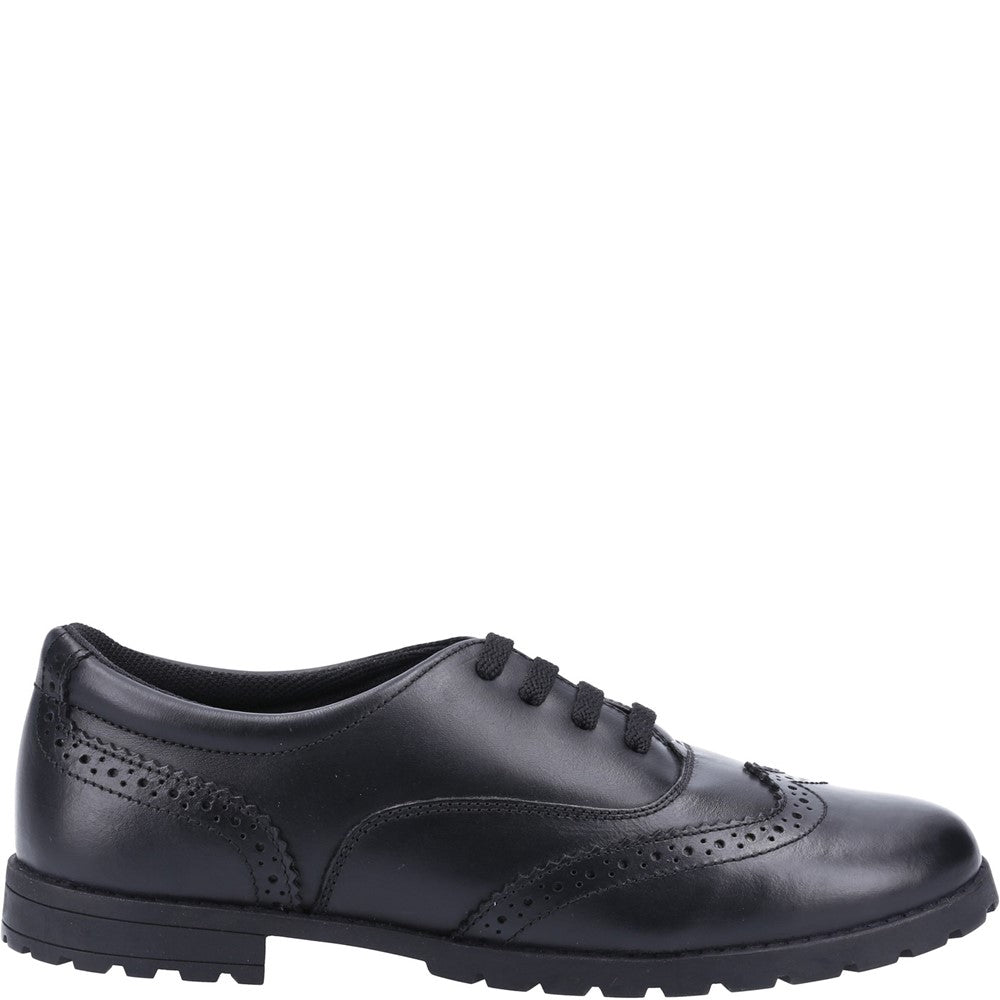 Girls BTS FLFR Black Hush Puppies Eadie Junior School Shoe