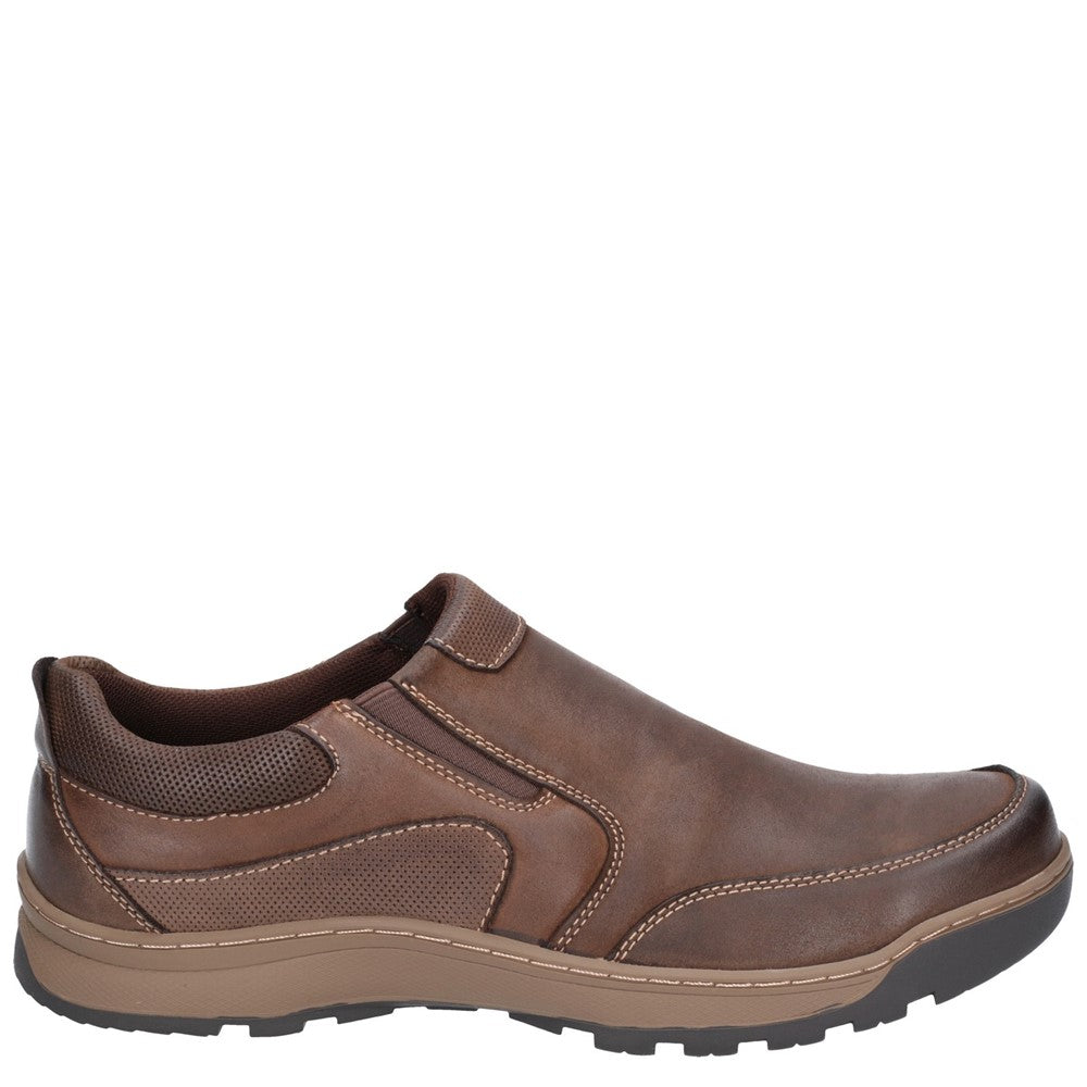 Mens Classic Slip On Shoes Brown Hush Puppies Jasper Trainer