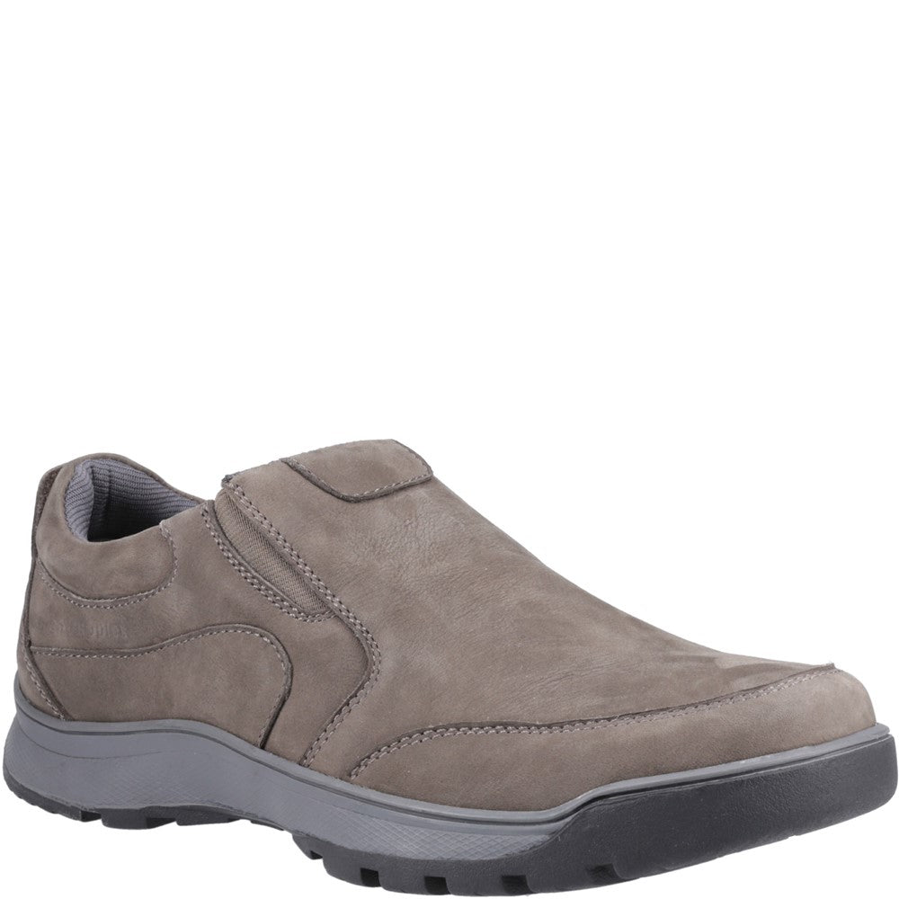 Mens Classic Slip On Shoes Grey Nubuck Hush Puppies Jasper Trainer
