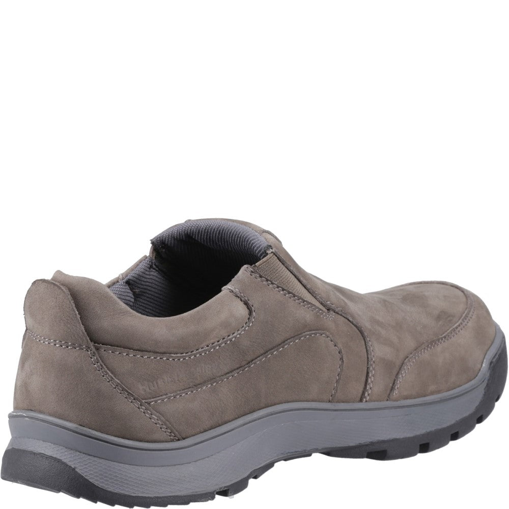 Mens Classic Slip On Shoes Grey Nubuck Hush Puppies Jasper Trainer