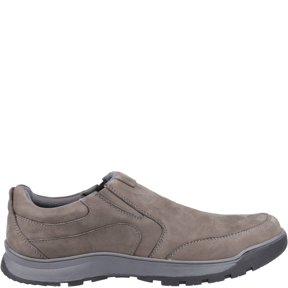 Mens Classic Slip On Shoes Grey Nubuck Hush Puppies Jasper Trainer