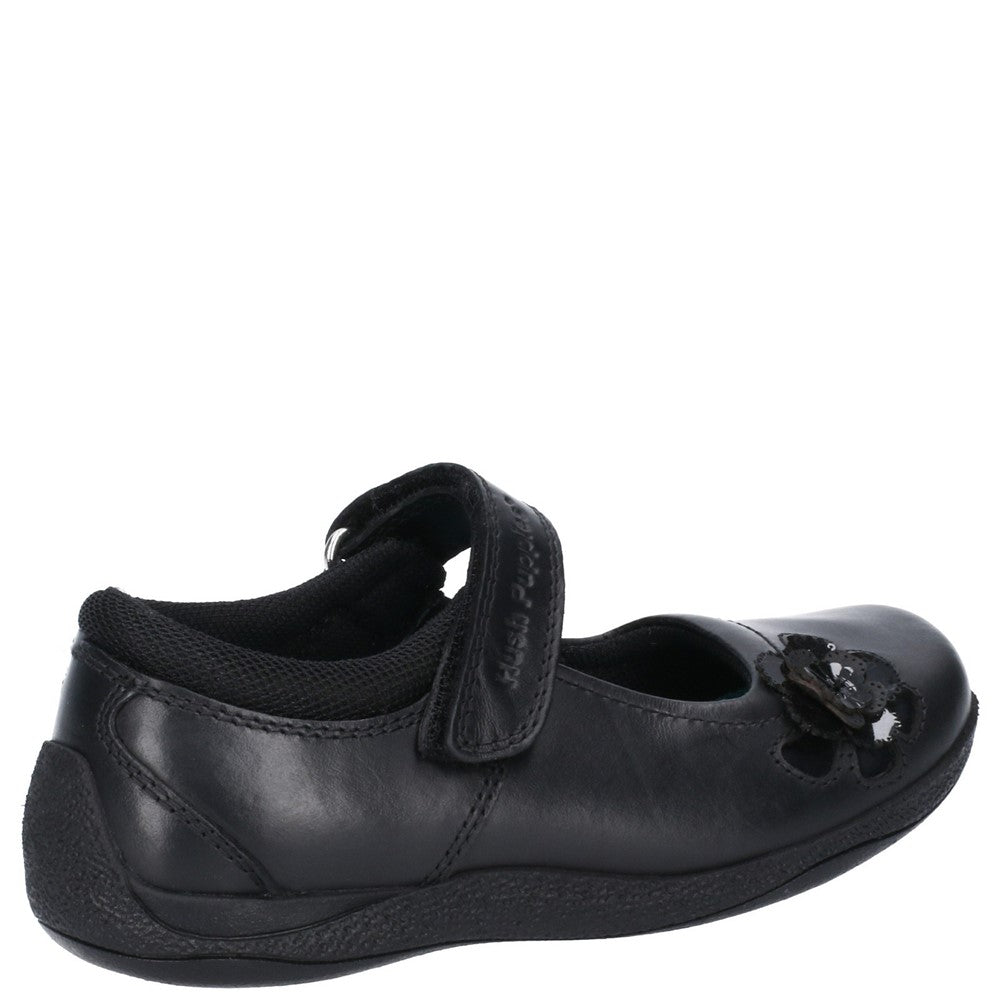 Girls BTS FLFR Black Hush Puppies Jessica Junior School Shoe