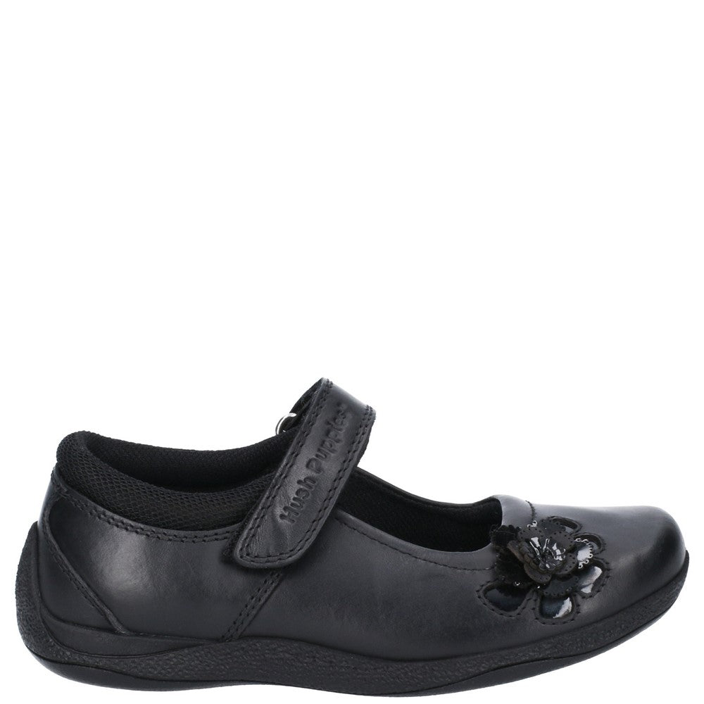 Girls BTS FLFR Black Hush Puppies Jessica Junior School Shoe