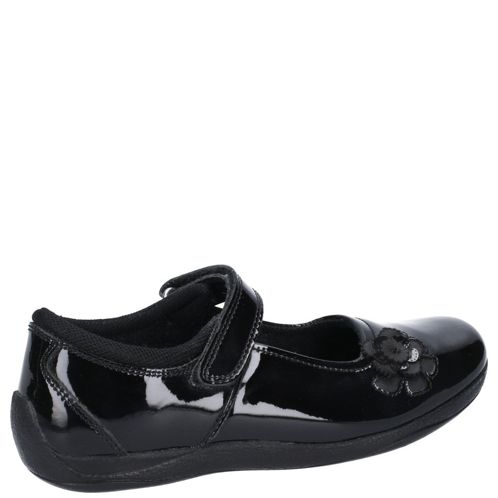 Girls BTS FLFR Black Hush Puppies Jessica Junior Patent School Shoe