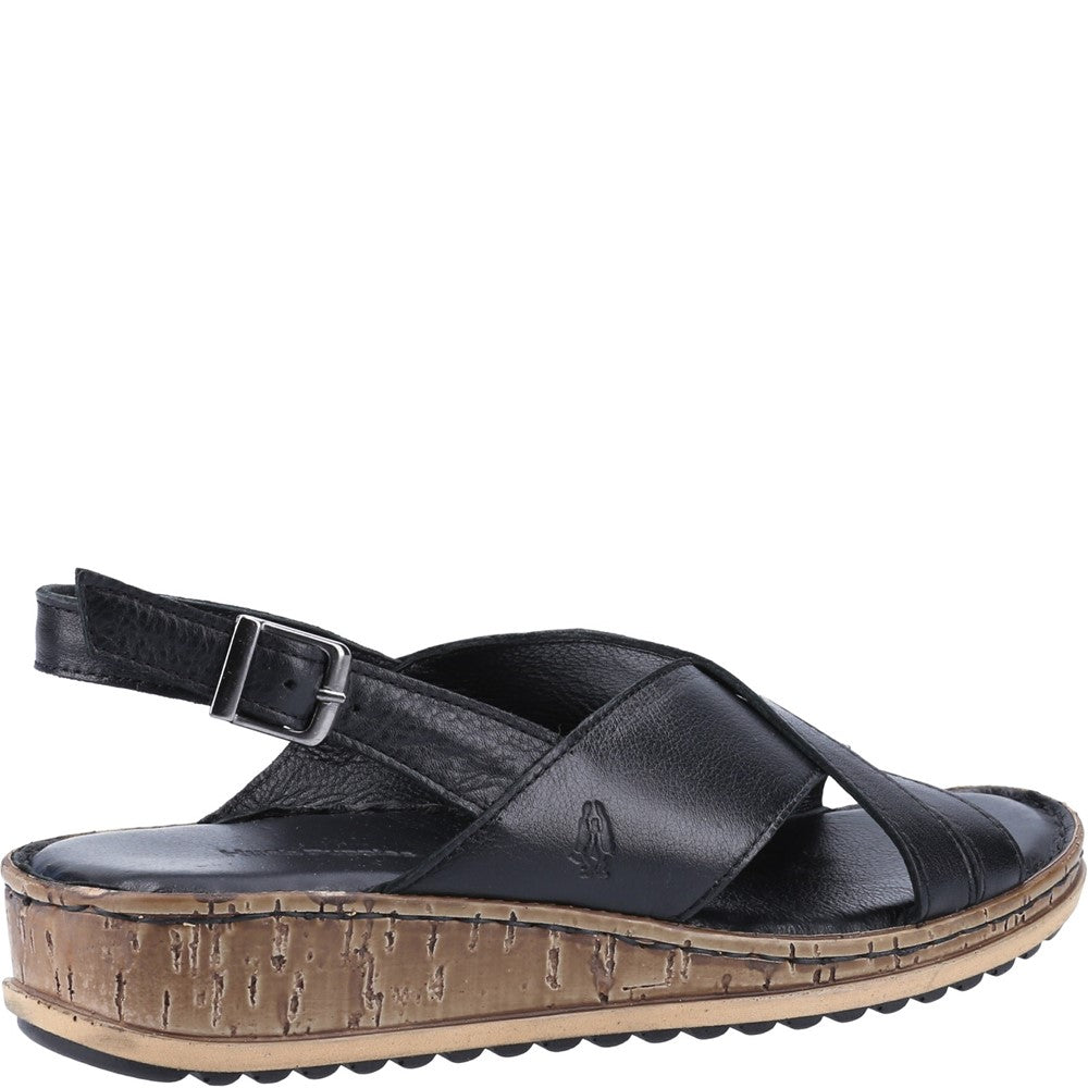 Sandal Ladies Summer Black Hush Puppies Elena Cross Over Wedge Sandal