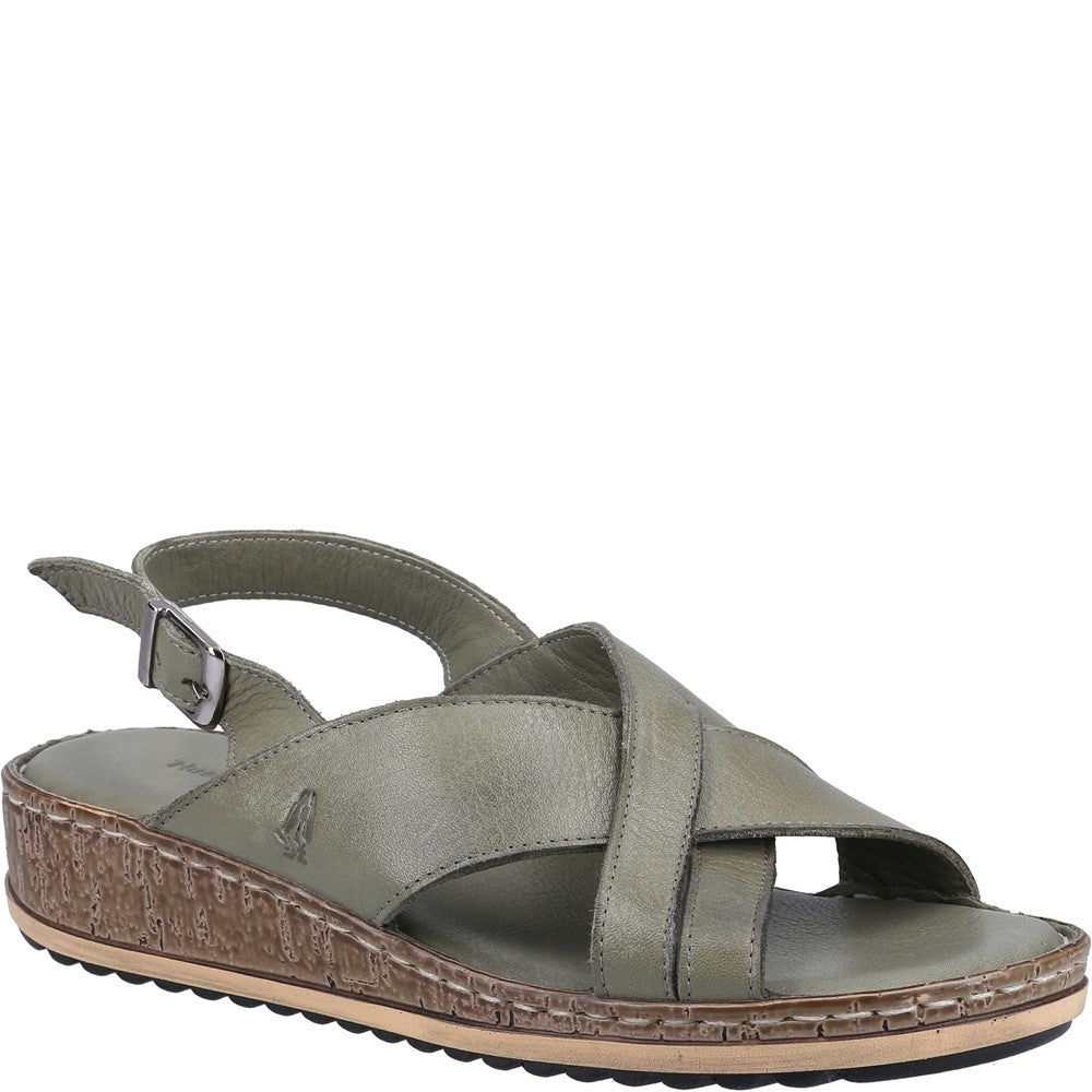Sandal Ladies Summer Olive Hush Puppies Elena Cross Over Wedge Sandal