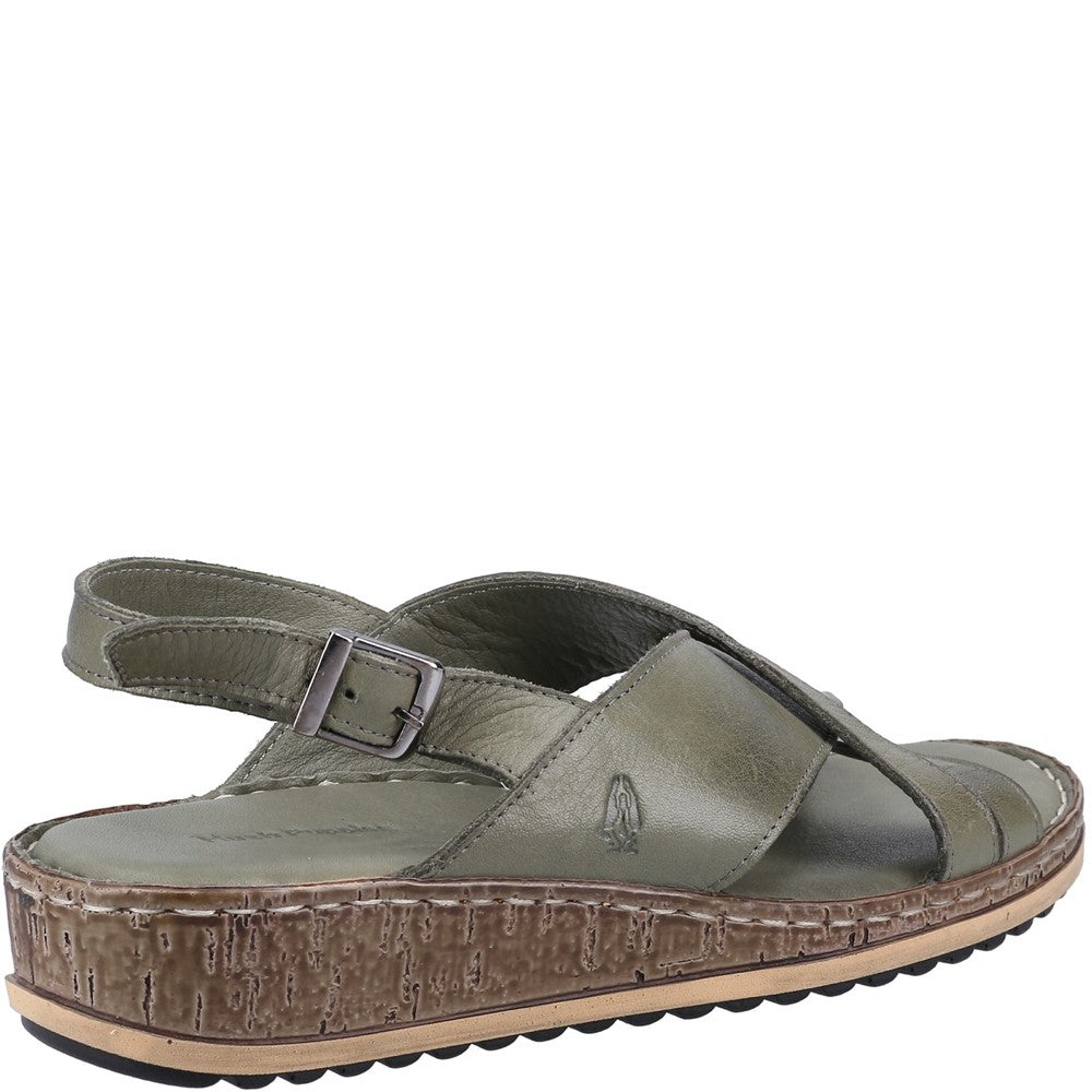 Sandal Ladies Summer Olive Hush Puppies Elena Cross Over Wedge Sandal