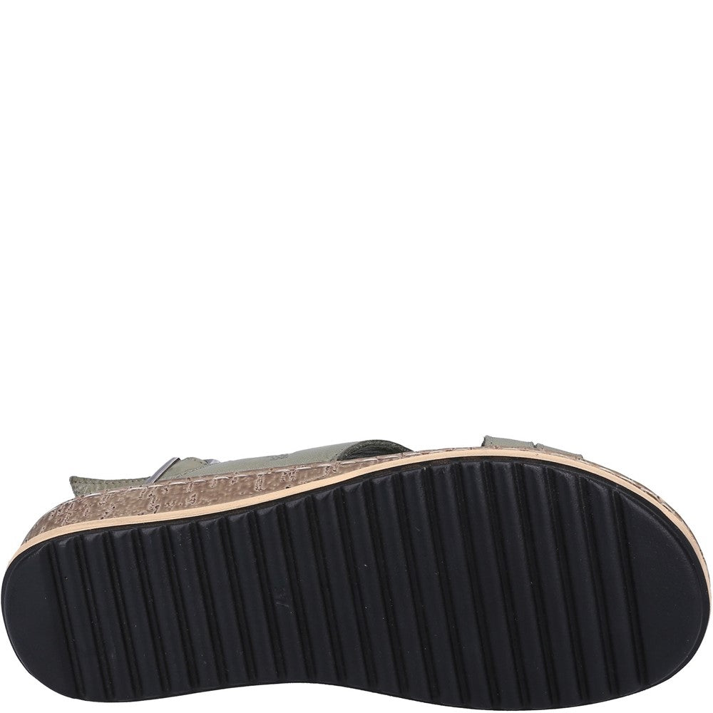 Sandal Ladies Summer Olive Hush Puppies Elena Cross Over Wedge Sandal