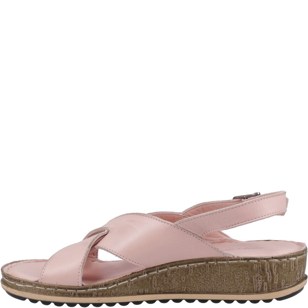 Sandal Ladies Summer Blush Hush Puppies Elena Cross Over Wedge Sandal
