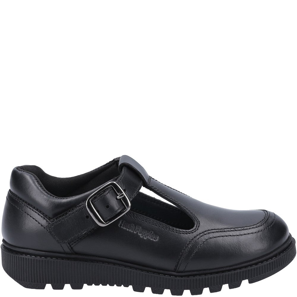 Girls BTS FLFR Black Hush Puppies Kerry Senior School Shoe