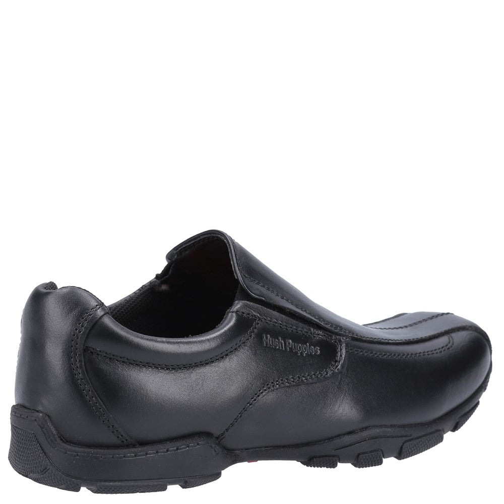 Boys BTS Black Hush Puppies Elijah Junior School Shoe