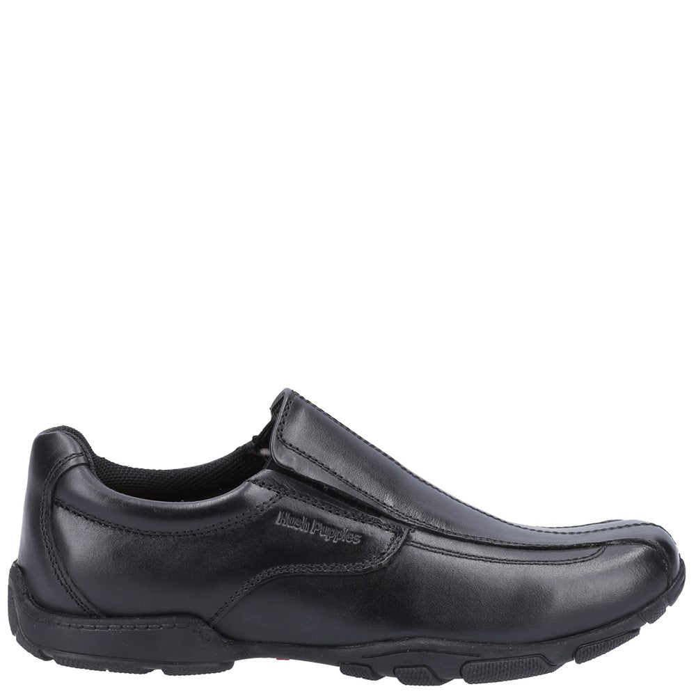 Boys BTS Black Hush Puppies Elijah Junior School Shoe