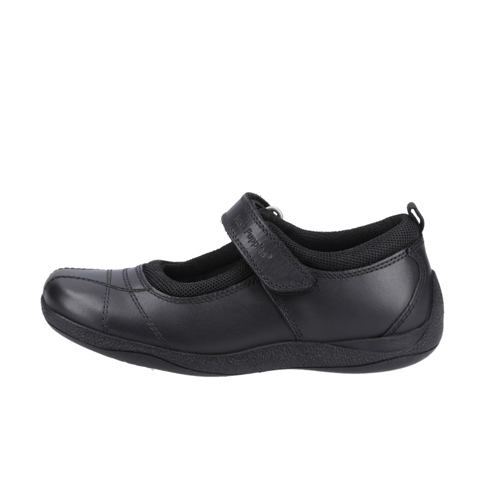 Girls BTS Black Hush Puppies Clara Junior School Shoe