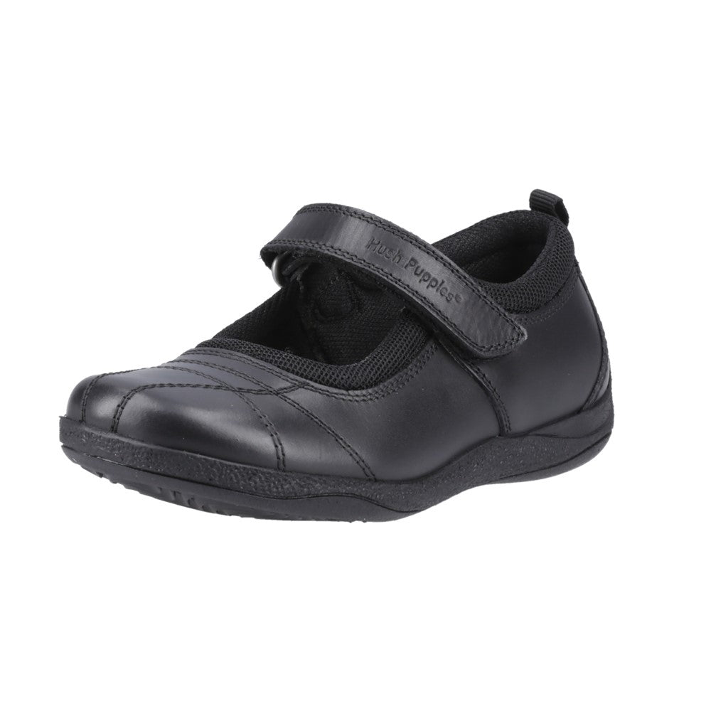 Girls BTS Black Hush Puppies Clara Junior School Shoe