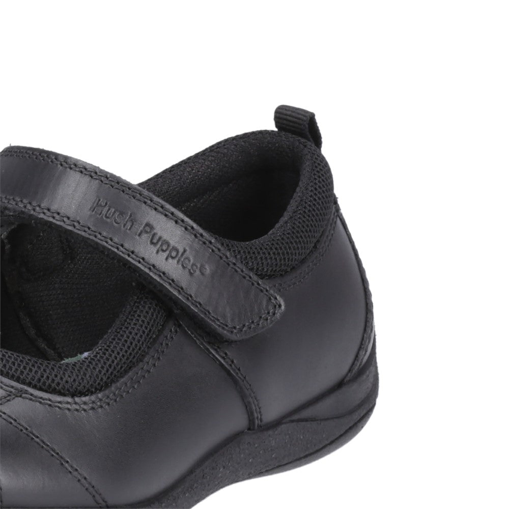 Girls BTS Black Hush Puppies Clara Junior School Shoe
