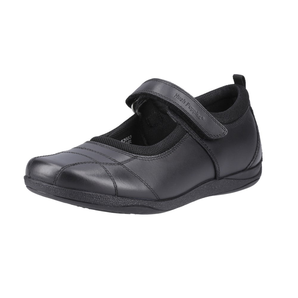 Girls BTS Black Hush Puppies Clara Senior School Shoe