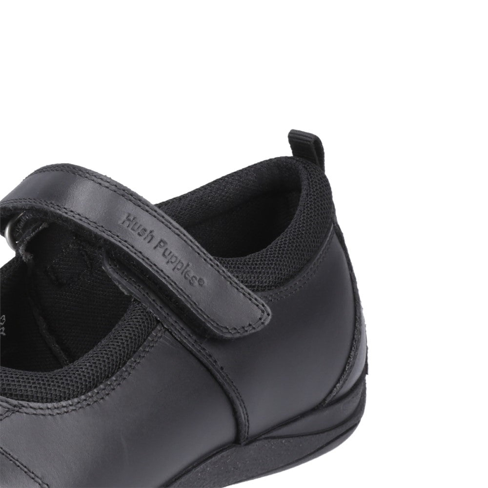 Girls BTS Black Hush Puppies Clara Senior School Shoe