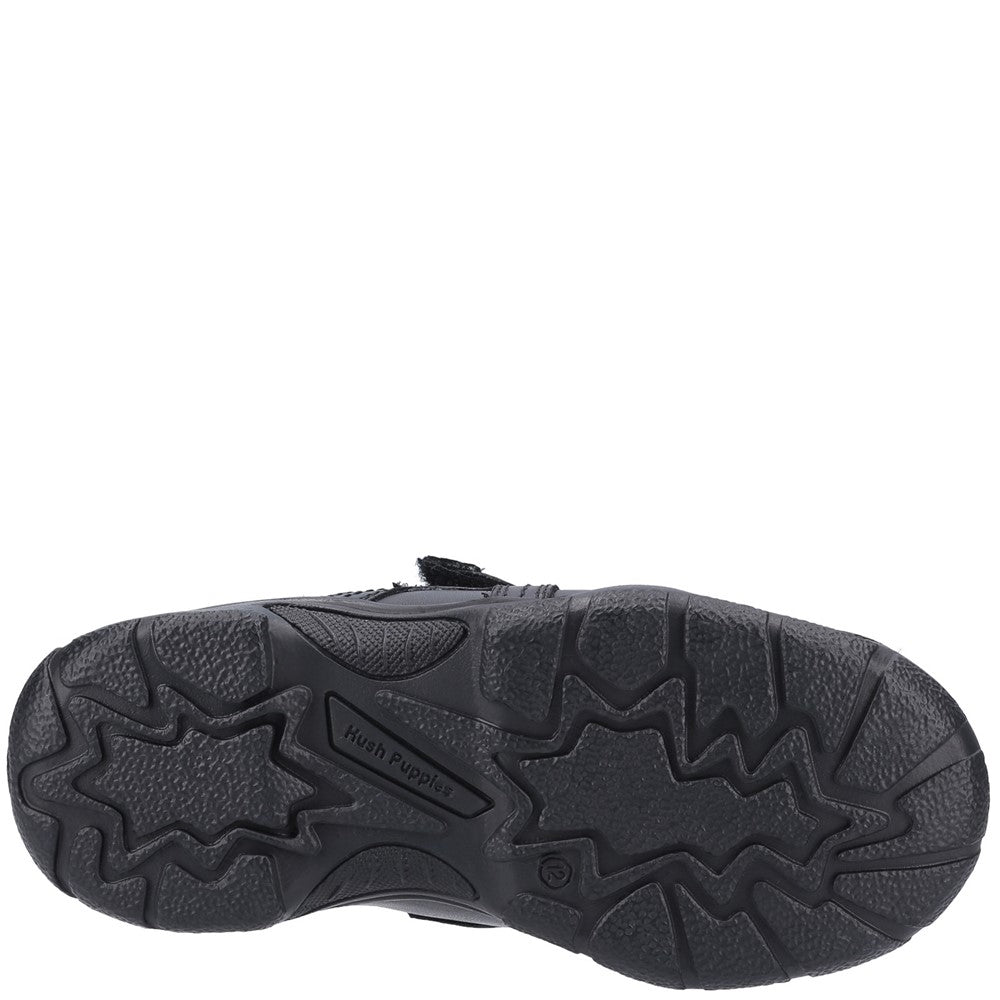 Boys BTS Black Hush Puppies Arlo Junior School Shoe