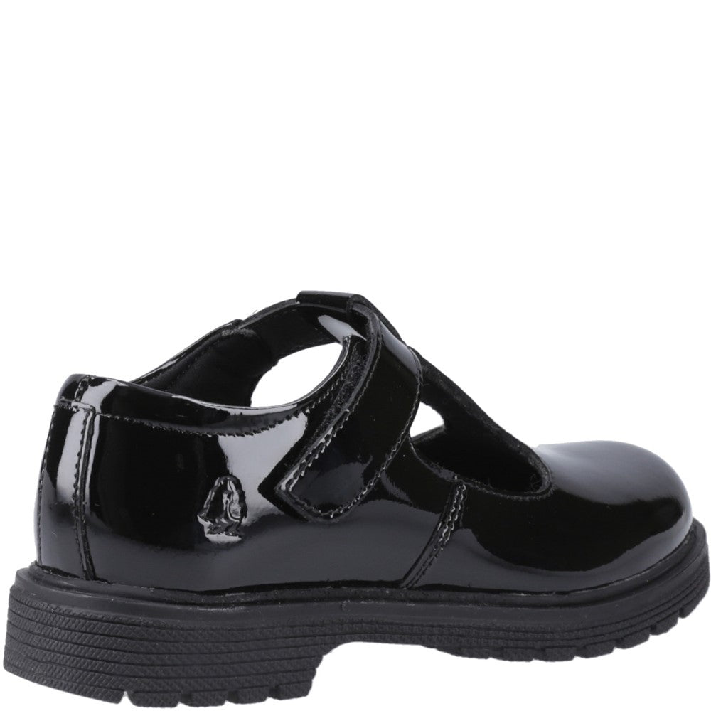 Girls BTS Black Hush Puppies Gracie Junior Patent School Shoe
