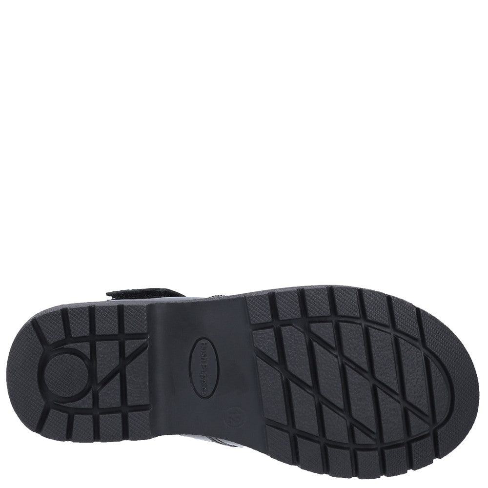 Girls BTS Black Hush Puppies Gracie Senior Patent School Shoe