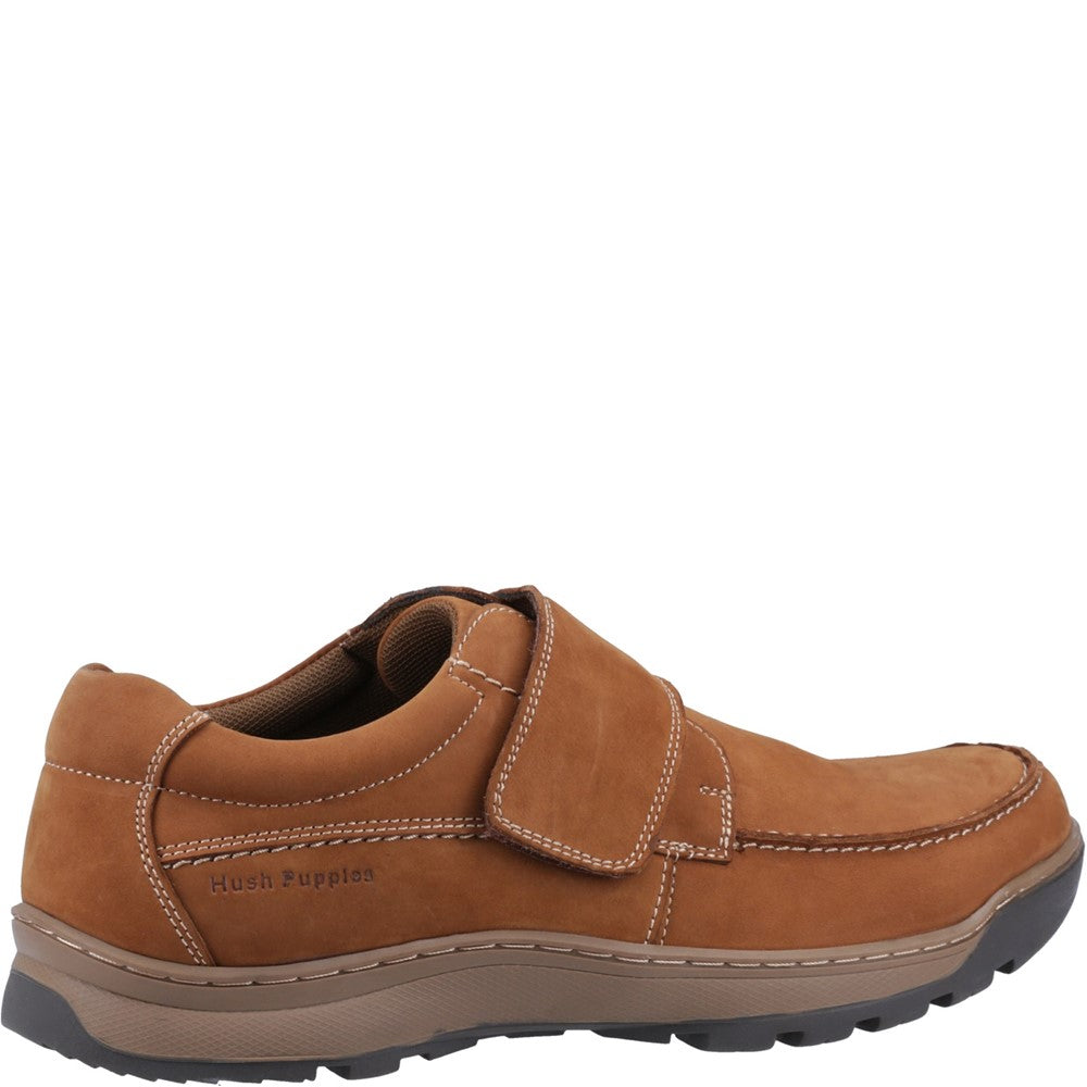 Mens Classic Touch Fastening Shoes Tan Nubuck Hush Puppies Casper Touch Fastening Shoes