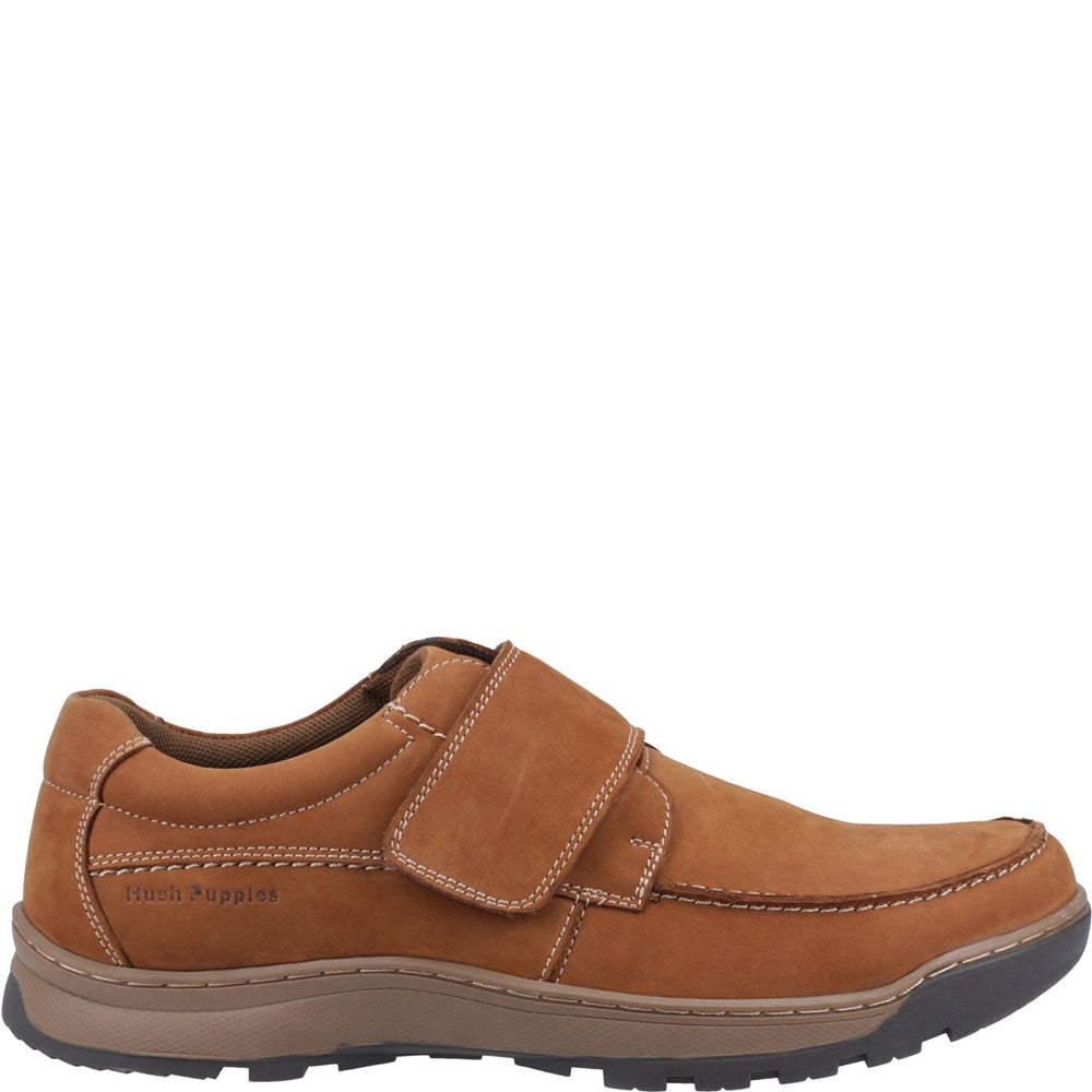 Mens Classic Touch Fastening Shoes Tan Nubuck Hush Puppies Casper Touch Fastening Shoes