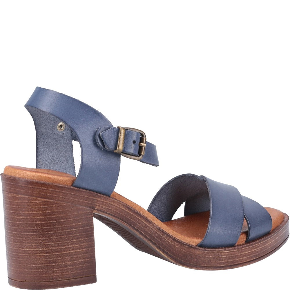Ladies Heeled Sandals Blue Hush Puppies Georgia Sandal