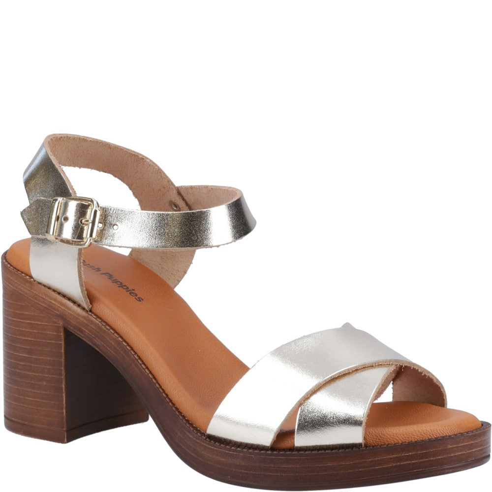 Ladies Heeled Sandals Gold Hush Puppies Georgia Sandal