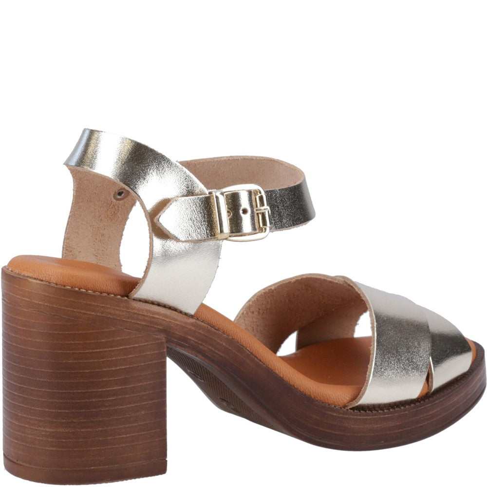 Ladies Heeled Sandals Gold Hush Puppies Georgia Sandal