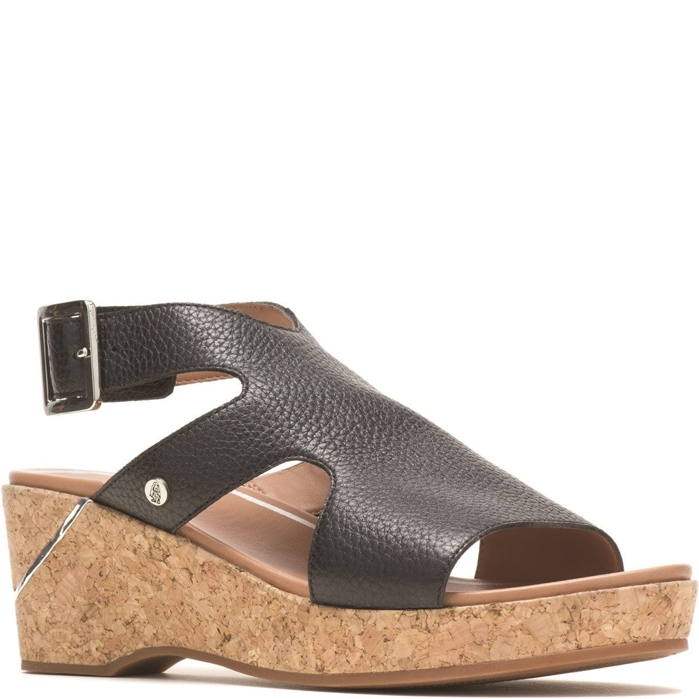 Ladies Heeled Sandals Black Hush Puppies Maya Wedge Sandal