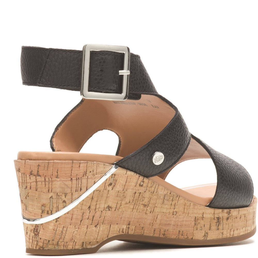 Ladies Heeled Sandals Black Hush Puppies Maya Wedge Sandal