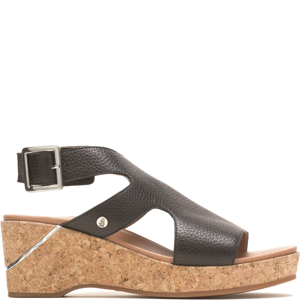 Ladies Heeled Sandals Black Hush Puppies Maya Wedge Sandal