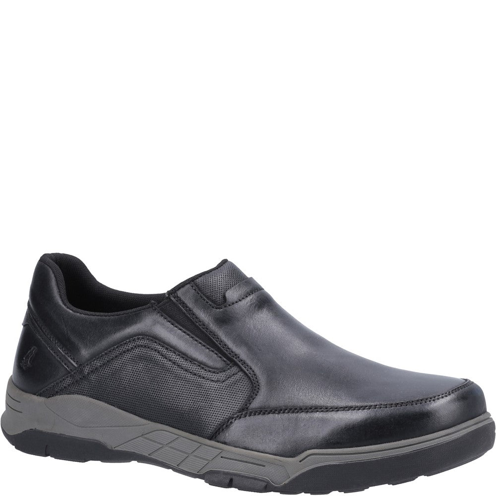 Mens Classic Slip On Shoes Black Hush Puppies Fletcher Shoe