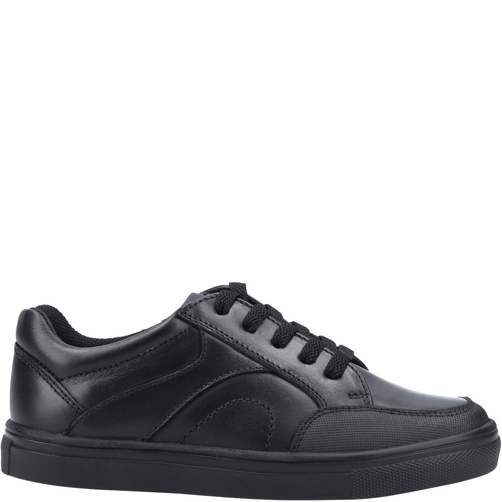 Boys BTS Black Hush Puppies Shawn Junior School Shoe