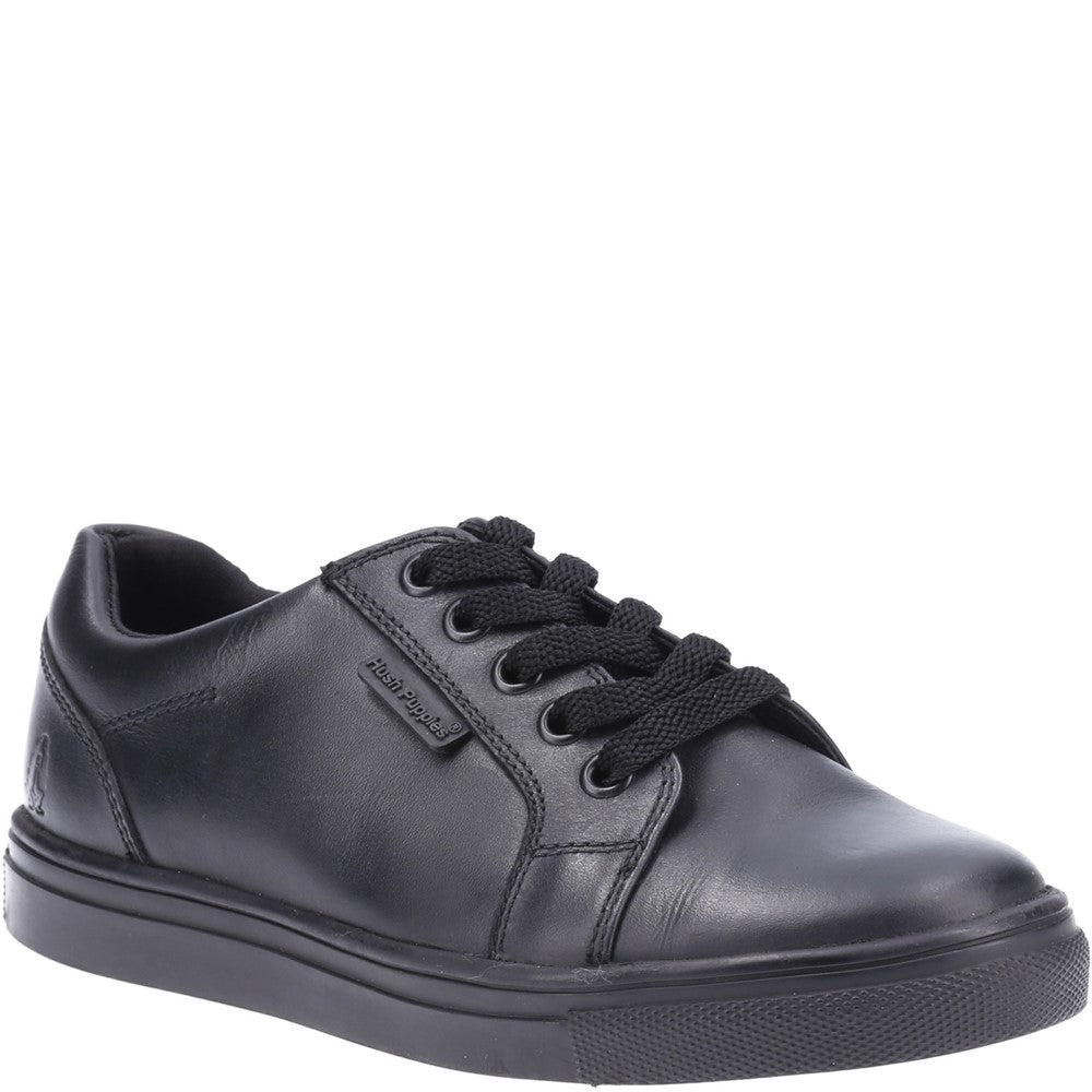 Boys BTS Black Hush Puppies Sam Junior School Shoe